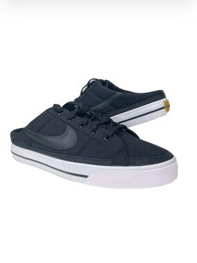 Nike Court Legacy Mule Canvas Slip-On Sneakers Black White Women’s Size 7.5